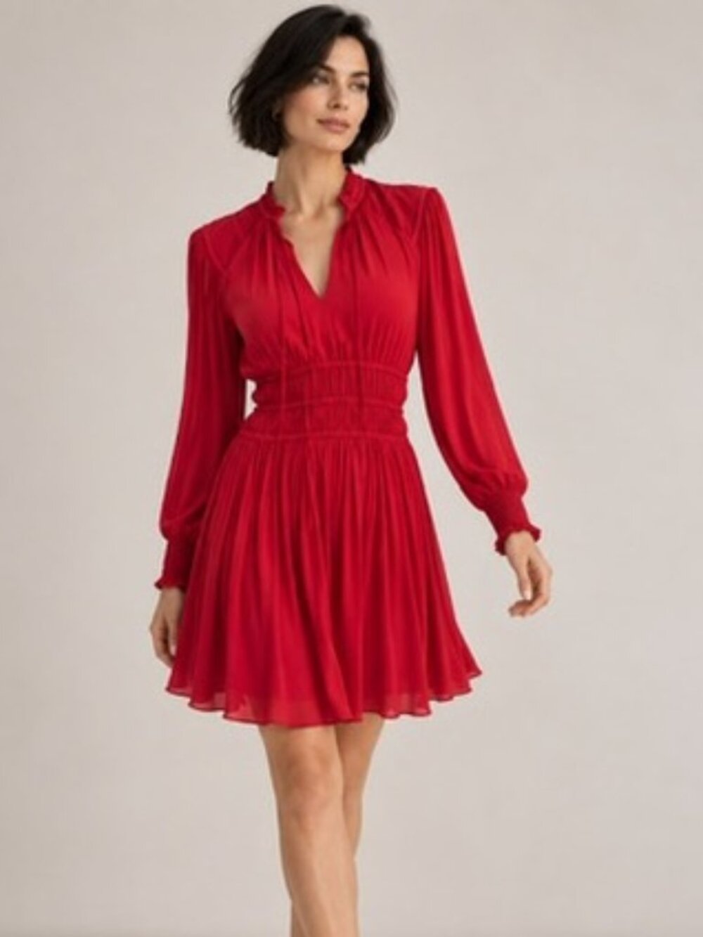Maje red flowy bright red mini dress size 34